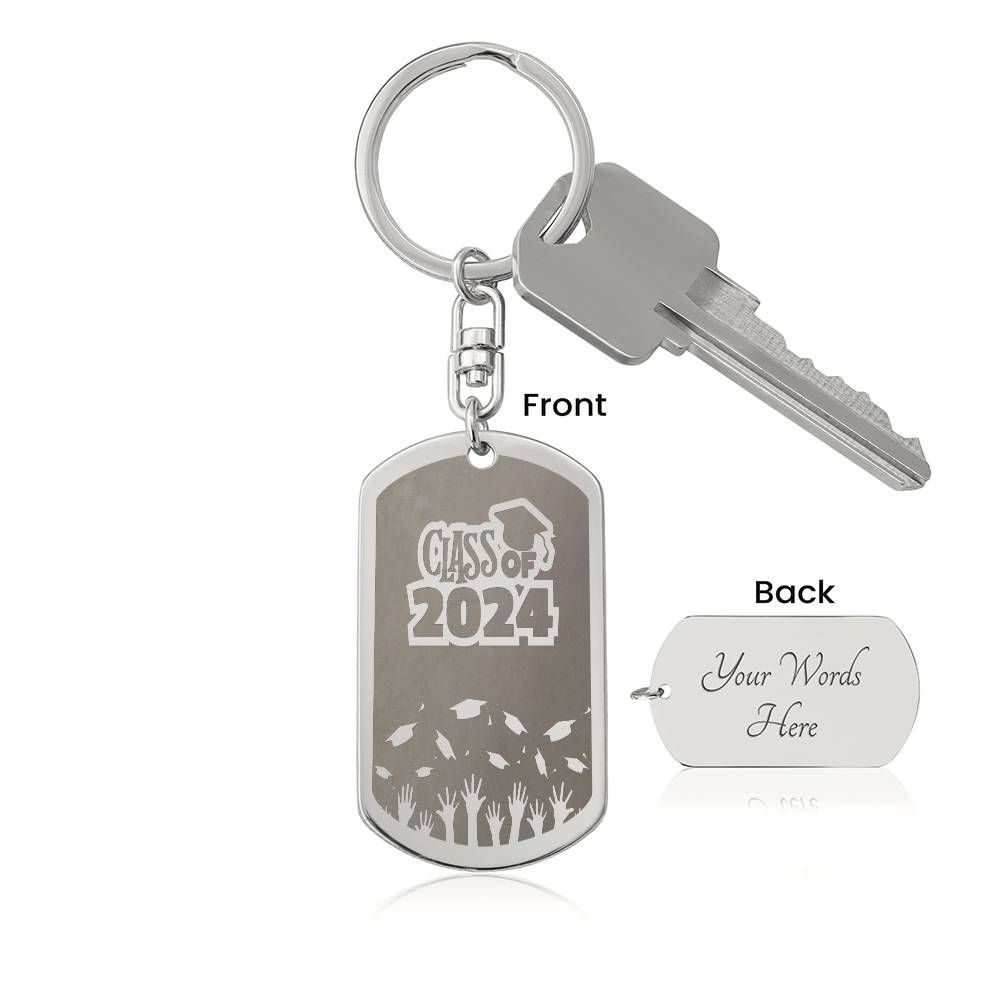 Class of 2024 PERSONALIZED Engraved Dog Tag Keychain