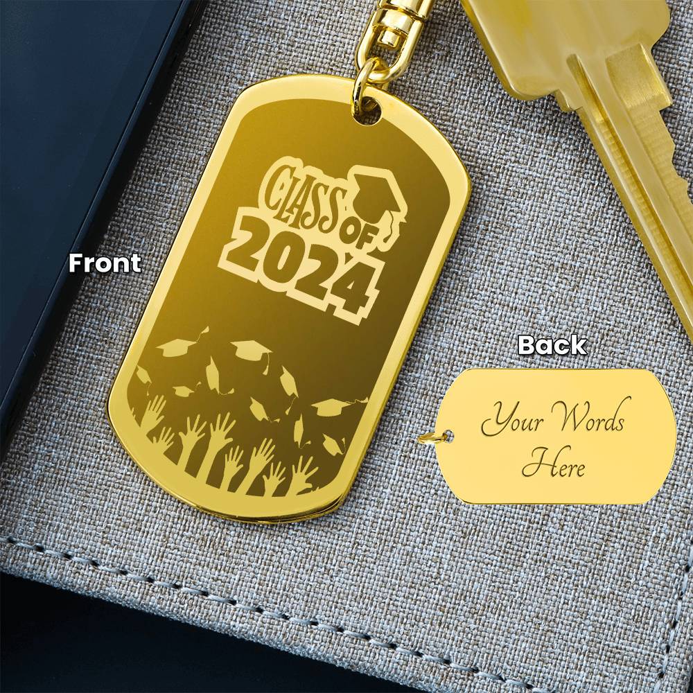 Class of 2024 PERSONALIZED Engraved Dog Tag Keychain