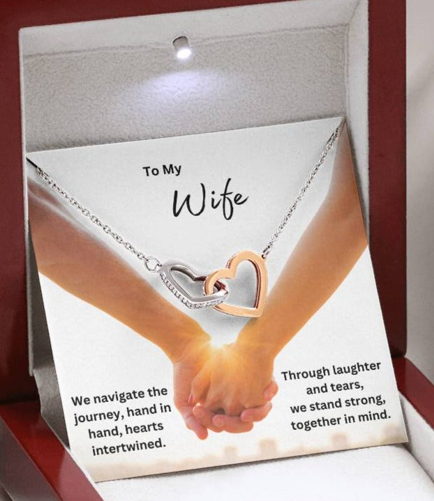 "We Navigate The Journey, Hand In Hand..." - Interlocking Hearts Necklace