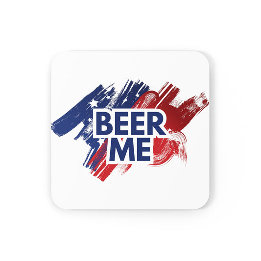 AMERICAN FLAG BEER ME - Cork Back Coaster