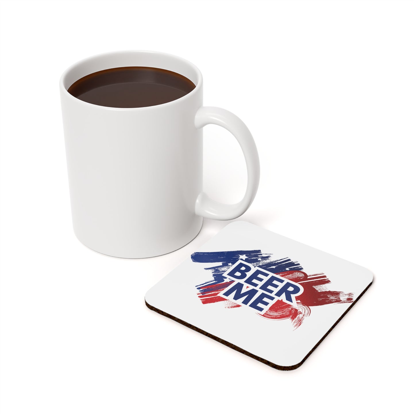 AMERICAN FLAG BEER ME - Cork Back Coaster