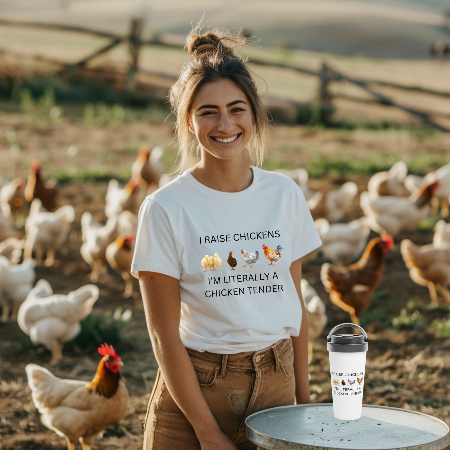 "I'm Literally A Chicken Tender" - White 15oz Stainless Steel Travel Mug