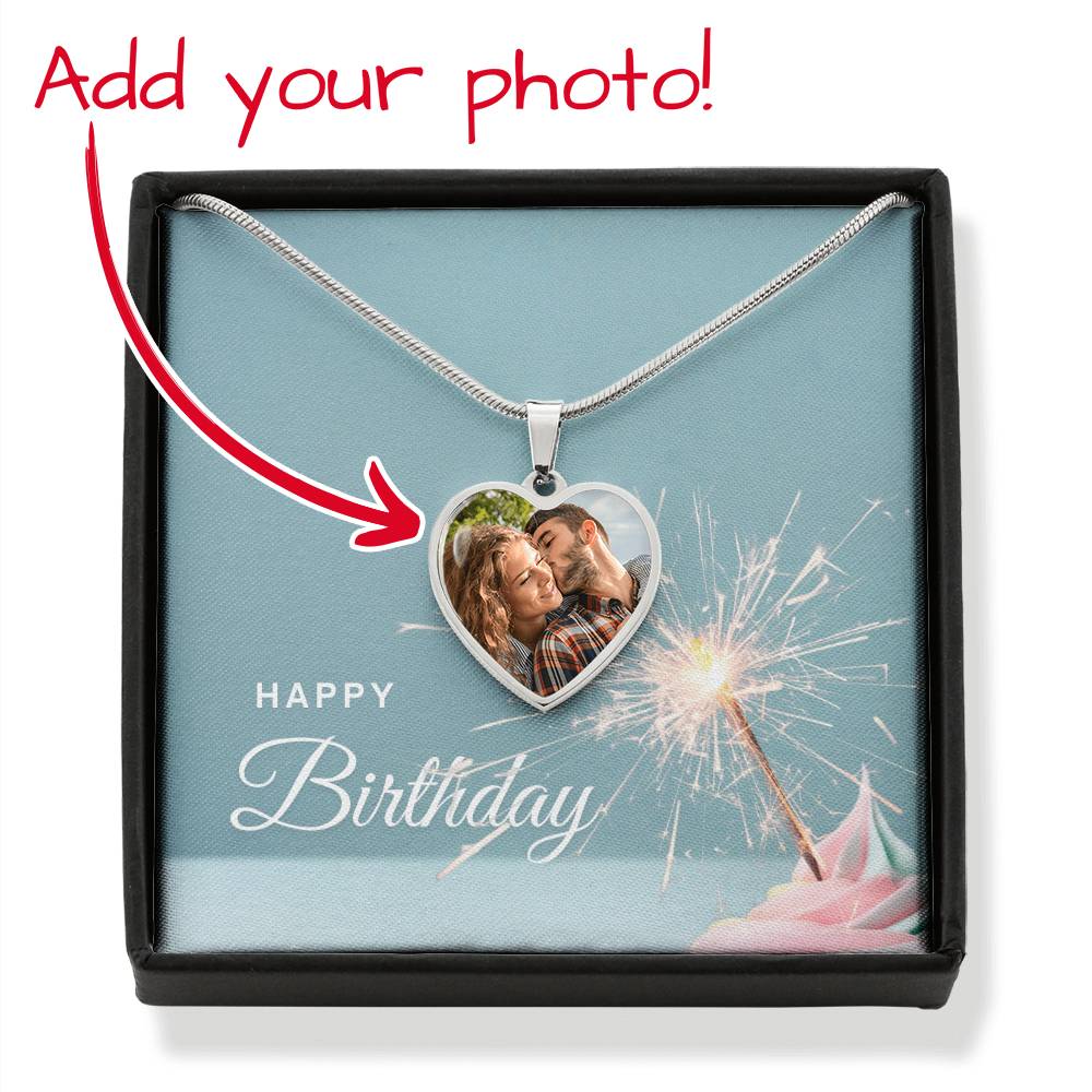 Upload Your Photo Personalized Necklace - Happy Birthday