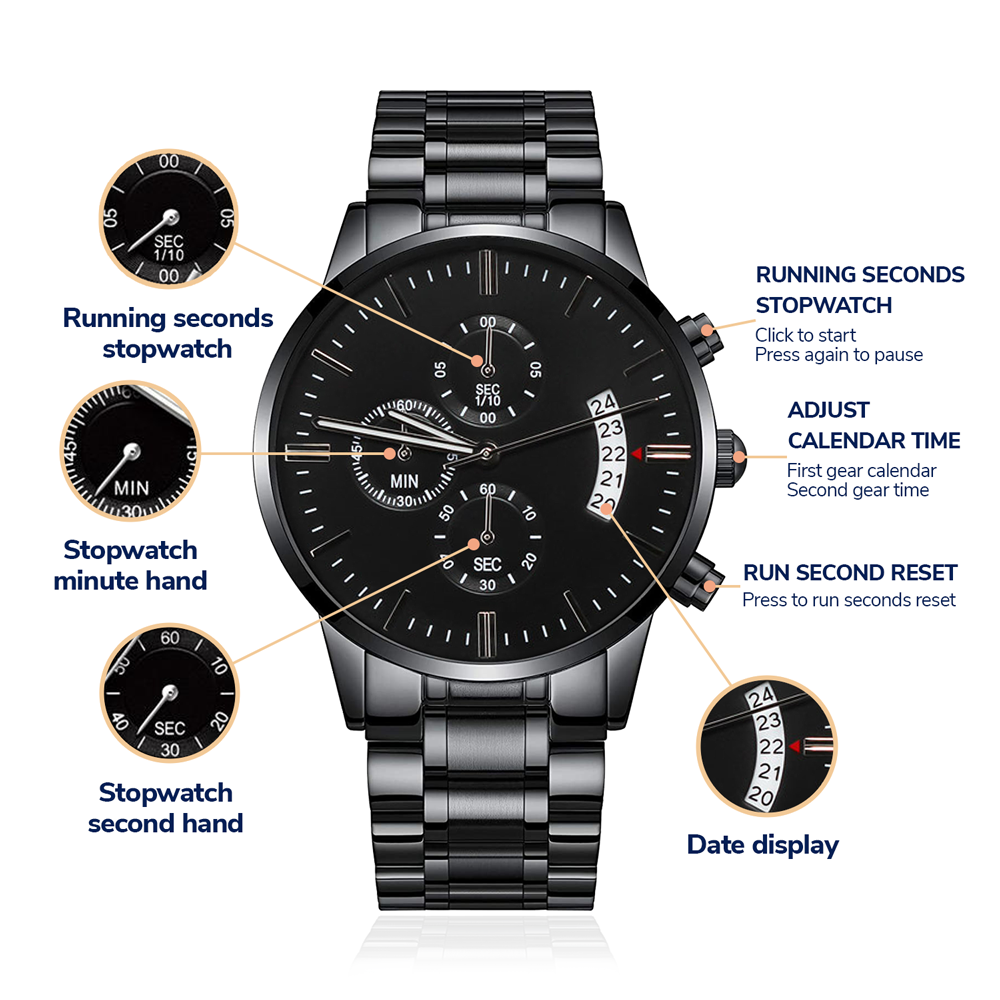 Add Your Personal Message To This Super Functional Chronograph Watch