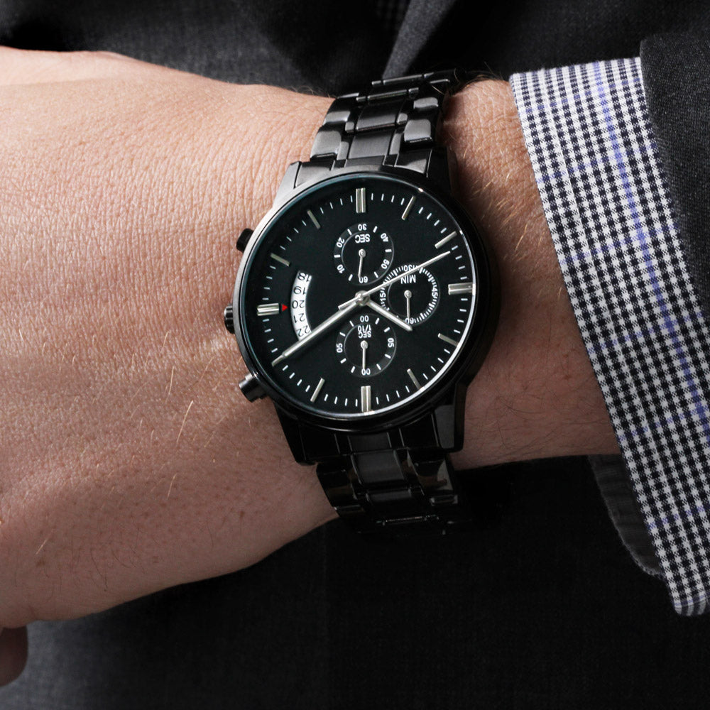 Add Your Personal Message To This Super Functional Chronograph Watch