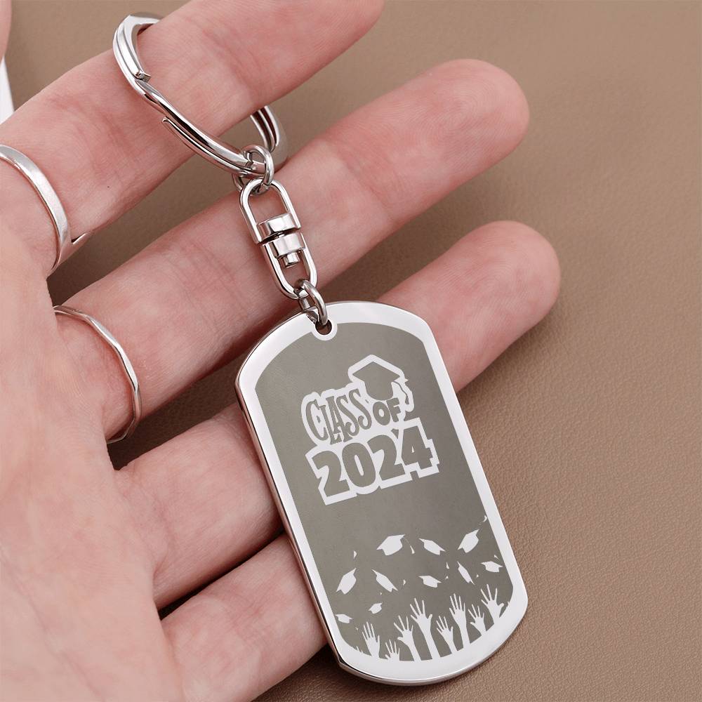 Class of 2024 PERSONALIZED Engraved Dog Tag Keychain