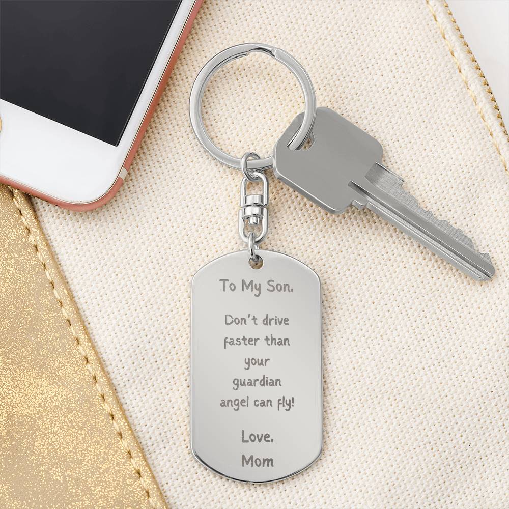 To My Son - Personalized Engraved Dog Tag Keychain