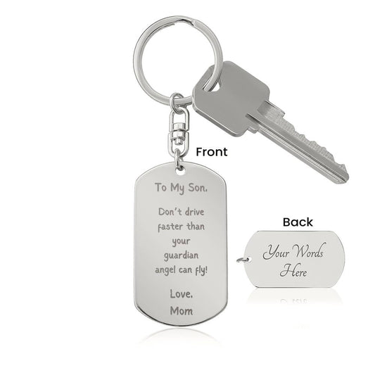 To My Son - Personalized Engraved Dog Tag Keychain