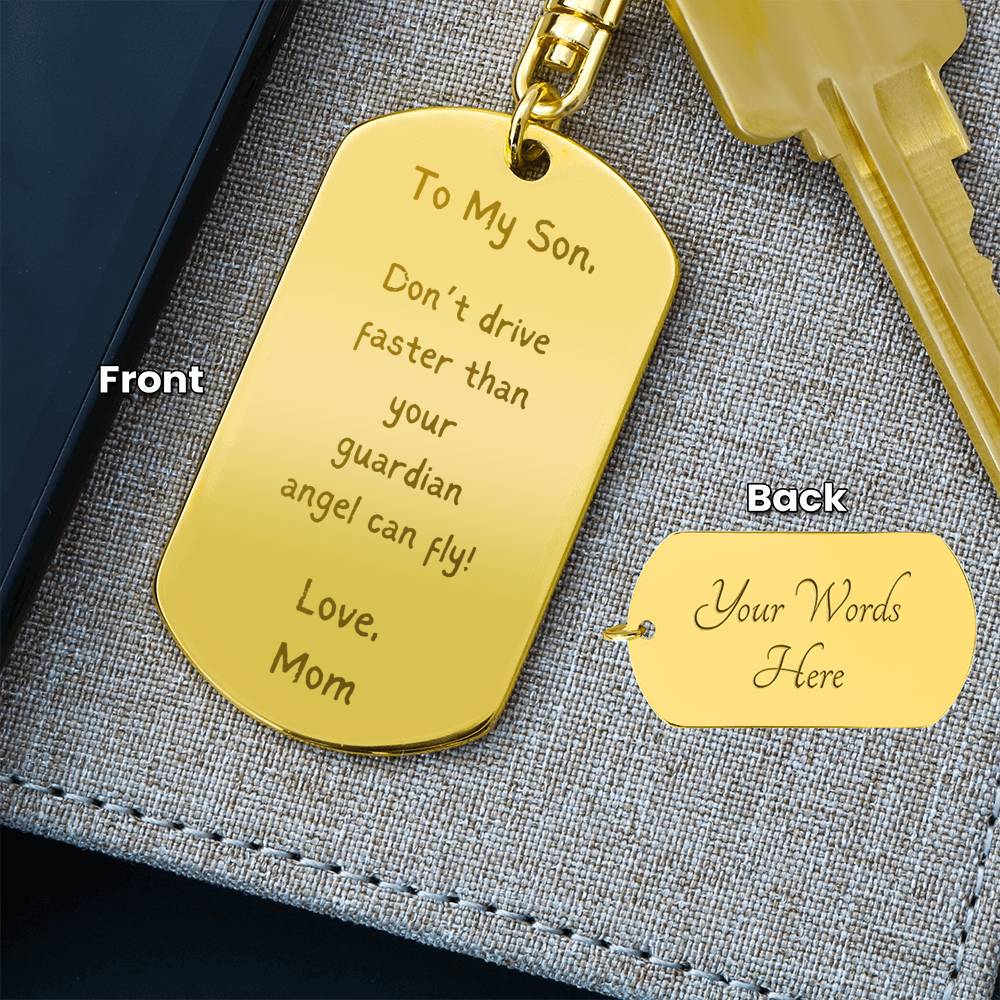 To My Son - Personalized Engraved Dog Tag Keychain