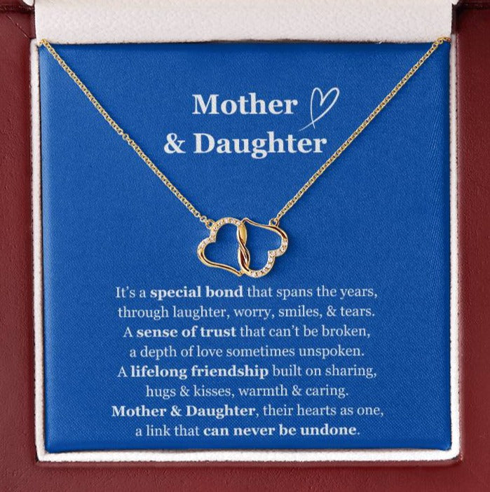 10K SOLID GOLD - Mother & Daughter Everlasting Love Necklace