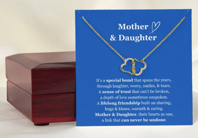 10K SOLID GOLD - Mother & Daughter Everlasting Love Necklace