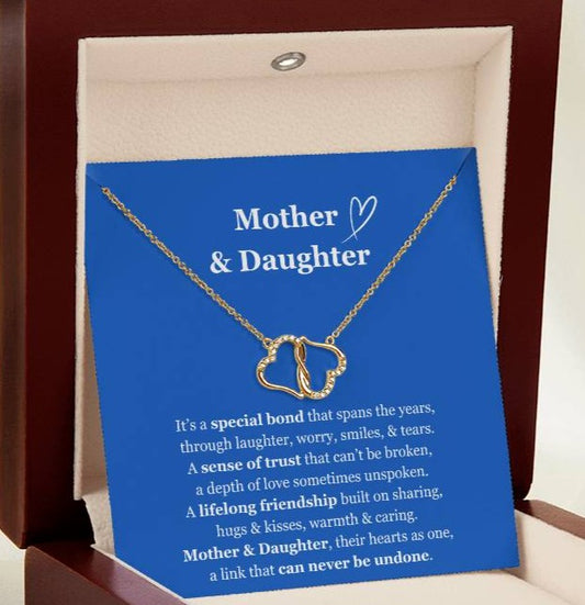 10K SOLID GOLD - Mother & Daughter Everlasting Love Necklace