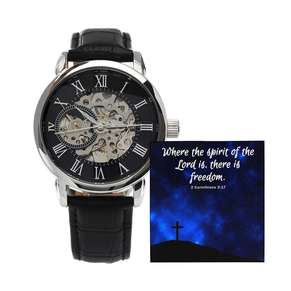 "Where The Spirit Of The Lord Is, There Is Freedom" - Men's Openwork Watch