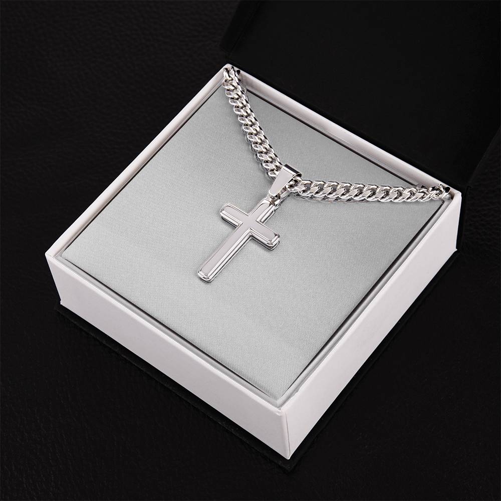 Men's Cuban Chain Customizable Cross Necklace