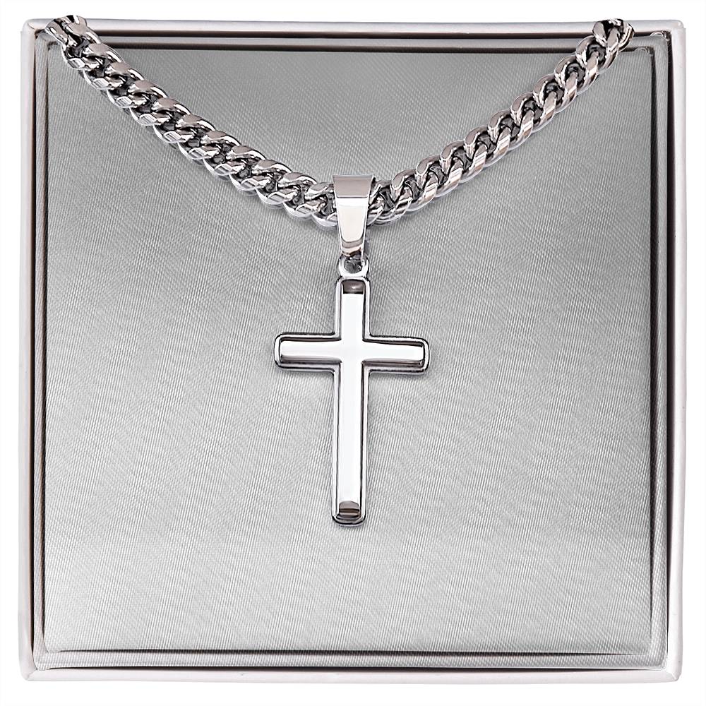 Men's Cuban Chain Customizable Cross Necklace