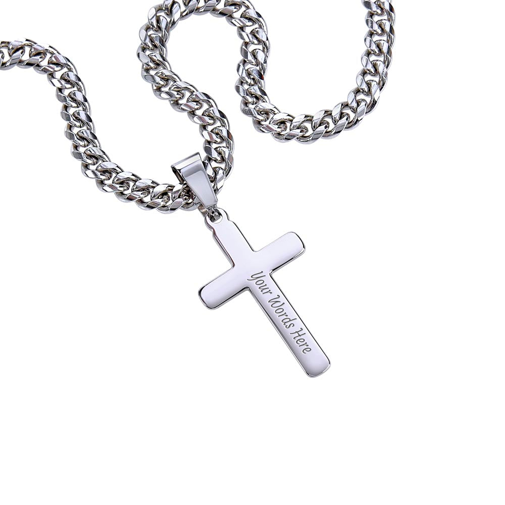 Men's Cuban Chain Customizable Cross Necklace