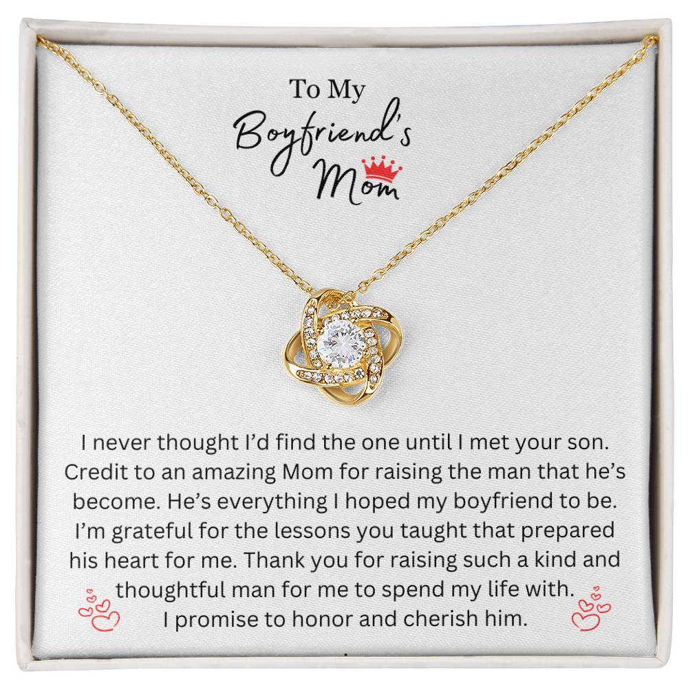 To My Boyfriend's Mom - Credit To An Amazing Mom - Love Knot Necklace