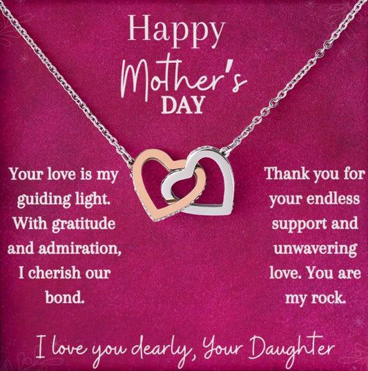 "With Gratitude & Admiration" - Happy Mother's Day - Interlocking Hearts Necklace