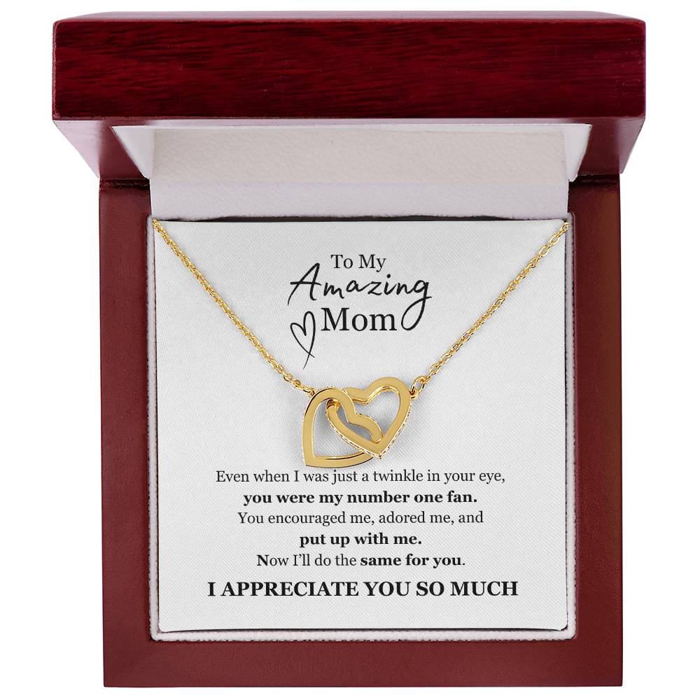 "You Put Up With Me" - Amazing Mom - Interlocking Hearts Necklace