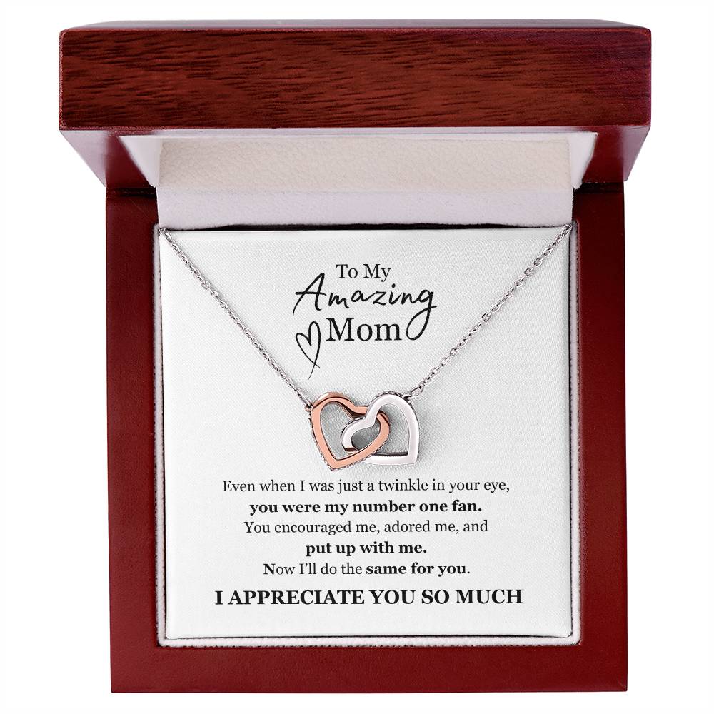 "You Put Up With Me" - Amazing Mom - Interlocking Hearts Necklace