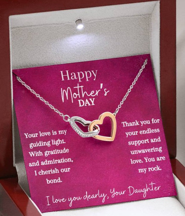 "With Gratitude & Admiration" - Happy Mother's Day - Interlocking Hearts Necklace