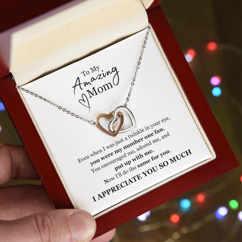 "You Put Up With Me" - Amazing Mom - Interlocking Hearts Necklace