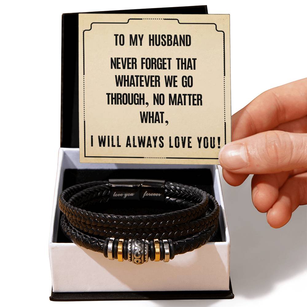 "Whatever We Go Through" - Men's Vegan Leather Bracelet