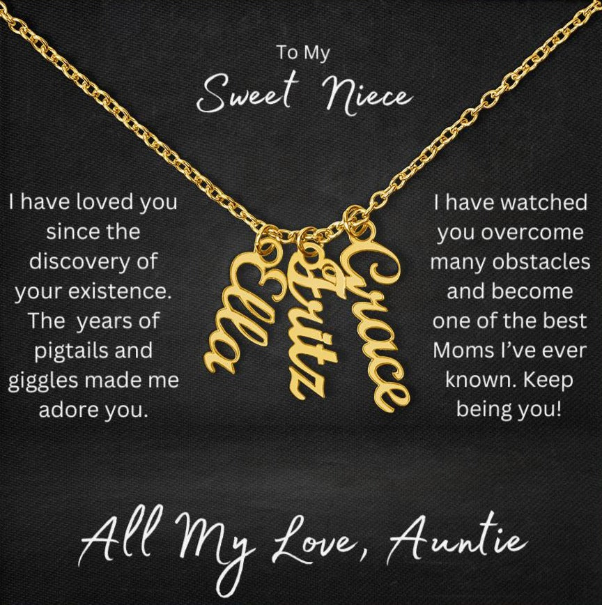 To My Sweet Niece - Personalized Name Necklace - 1-3 Names