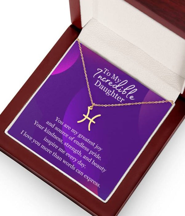 "You Are My Greatest Joy" - To My Incredible Daughter - Zodiac Symbol Necklace