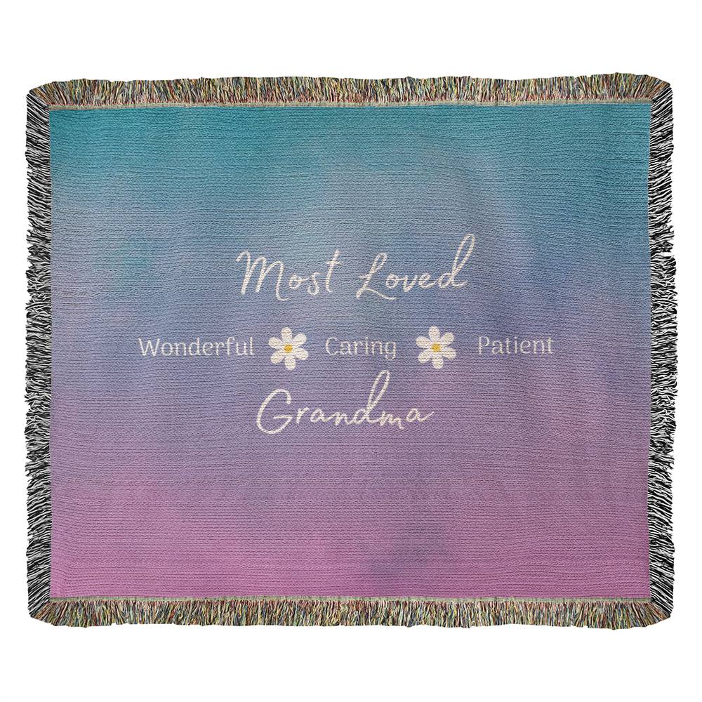 For Your Most Loved Grandma - 100% Cotton Heirloom Woven Blanket