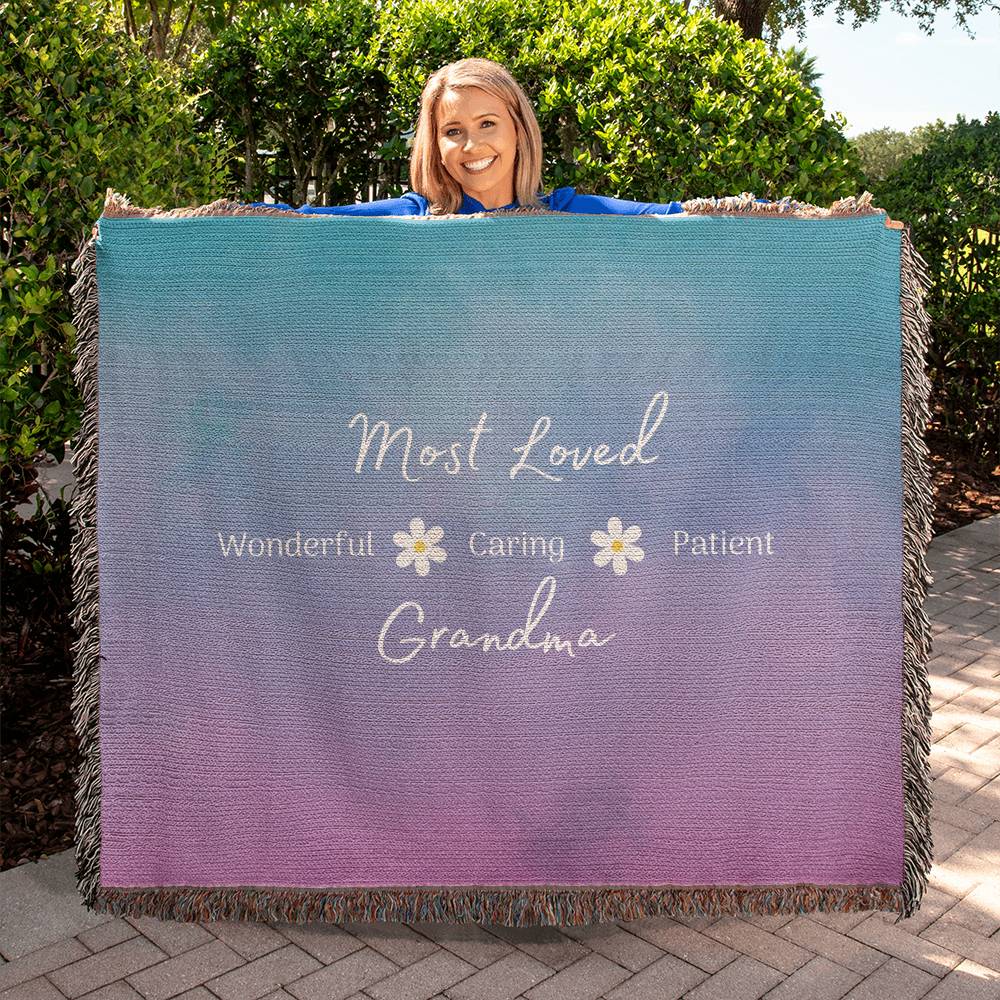 For Your Most Loved Grandma - 100% Cotton Heirloom Woven Blanket