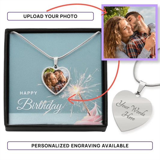 Upload Your Photo Personalized Necklace - Happy Birthday