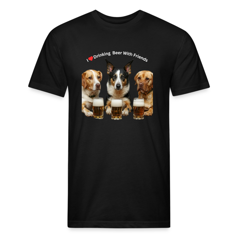 Fitted Cotton/Poly T-Shirt by Next Level - Dogs Drinking Beer With Friends - black