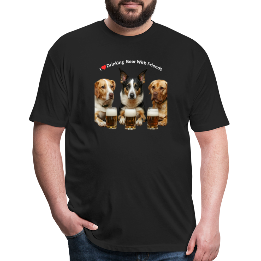 Fitted Cotton/Poly T-Shirt by Next Level - Dogs Drinking Beer With Friends - black