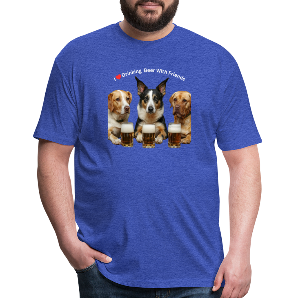 Fitted Cotton/Poly T-Shirt by Next Level - Dogs Drinking Beer With Friends - heather royal