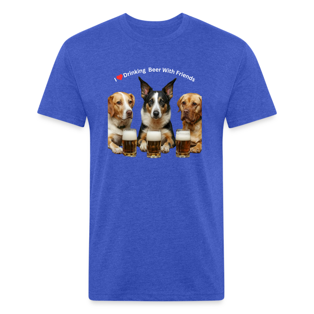 Fitted Cotton/Poly T-Shirt by Next Level - Dogs Drinking Beer With Friends - heather royal