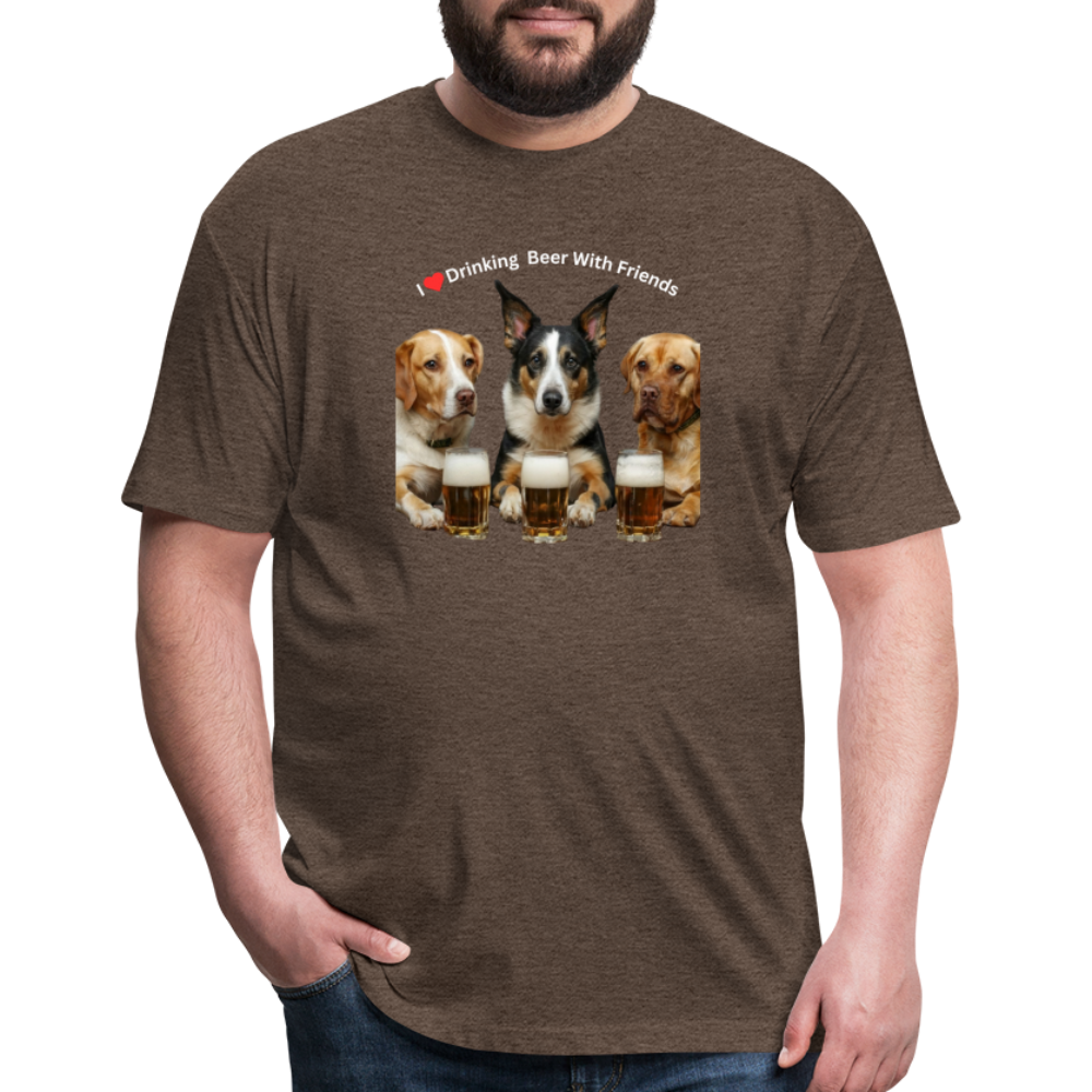 Fitted Cotton/Poly T-Shirt by Next Level - Dogs Drinking Beer With Friends - heather espresso