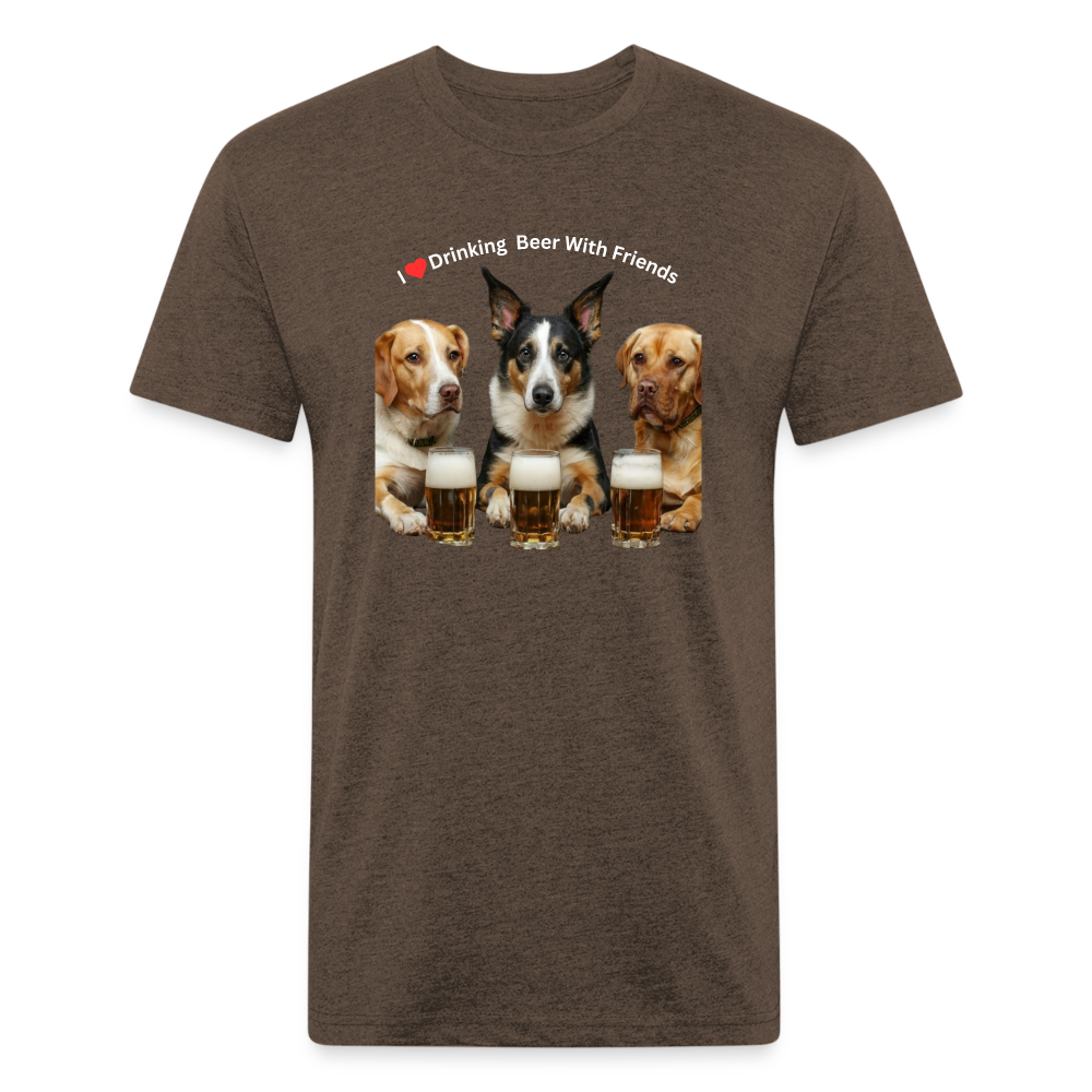 Fitted Cotton/Poly T-Shirt by Next Level - Dogs Drinking Beer With Friends - heather espresso