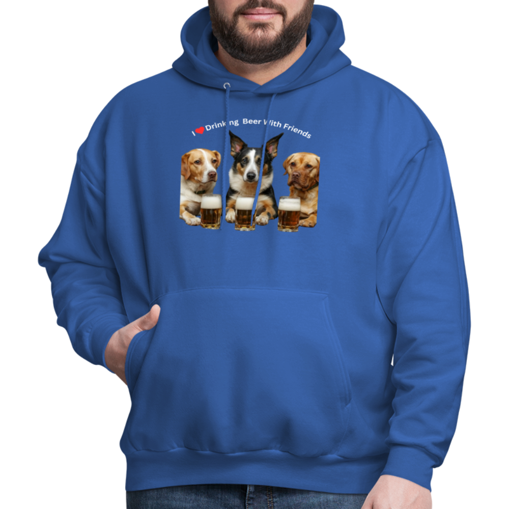 Men's Hoodie - Dogs Drinking Beer With Friends - royal blue