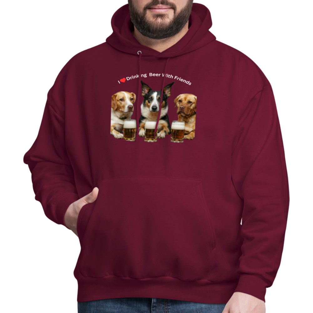 Men's Hoodie - Dogs Drinking Beer With Friends - burgundy