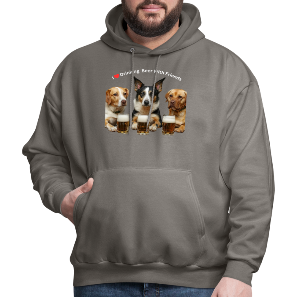 Men's Hoodie - Dogs Drinking Beer With Friends - asphalt gray