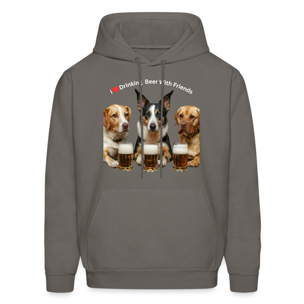 Men's Hoodie - Dogs Drinking Beer With Friends - asphalt gray