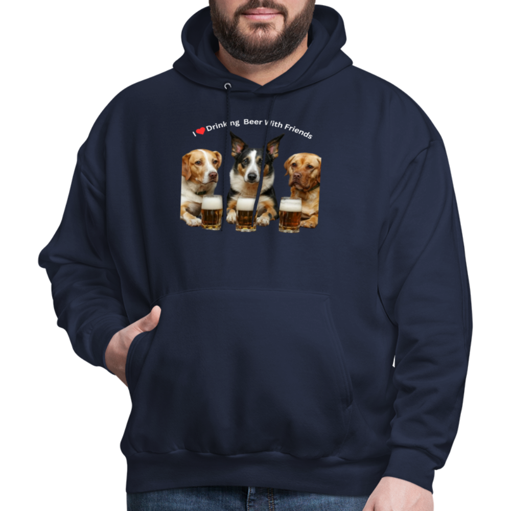 Men's Hoodie - Dogs Drinking Beer With Friends - navy