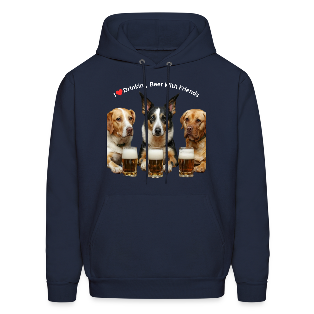 Men's Hoodie - Dogs Drinking Beer With Friends - navy