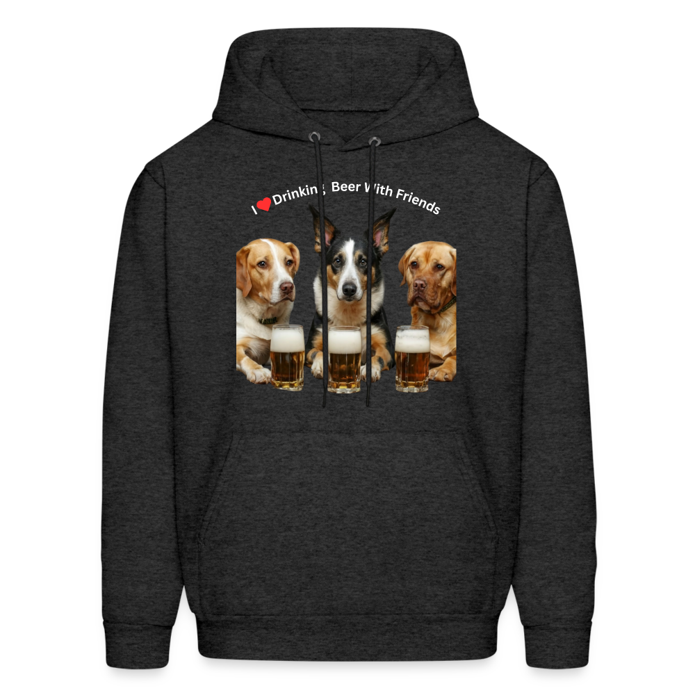 Men's Hoodie - Dogs Drinking Beer With Friends - charcoal grey