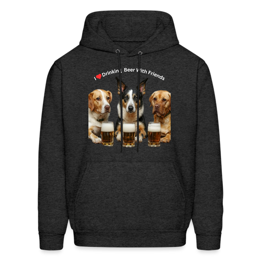 Men's Hoodie - Dogs Drinking Beer With Friends - charcoal grey