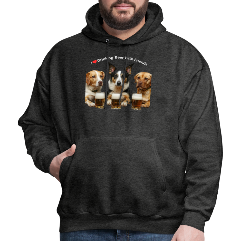 Men's Hoodie - Dogs Drinking Beer With Friends - charcoal grey