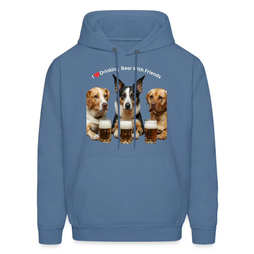 Men's Hoodie - Dogs Drinking Beer With Friends - denim blue