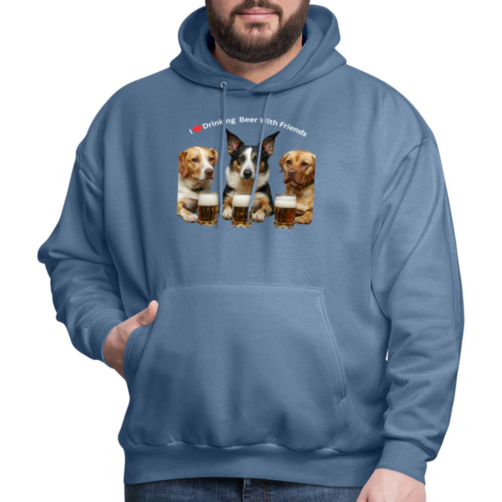 Men's Hoodie - Dogs Drinking Beer With Friends - denim blue