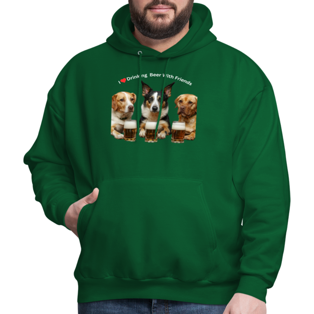 Men's Hoodie - Dogs Drinking Beer With Friends - forest green